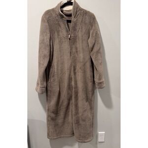 LL Bean Soft Fleece HouseCoat Robe XS‎ Beige Full Zip Nightgown